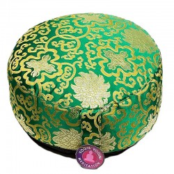 Taburetka - meditační sedák polštář pohankový 35 x 17 cm zlato zelený lotos brokát